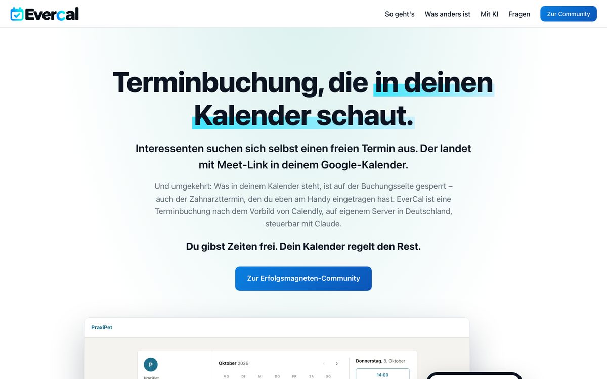 Startseite von EverCal