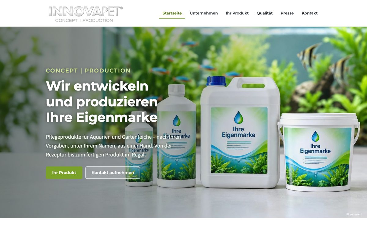 Startseite der InnovaPet GmbH: Wir entwickeln und produzieren Ihre Eigenmarke