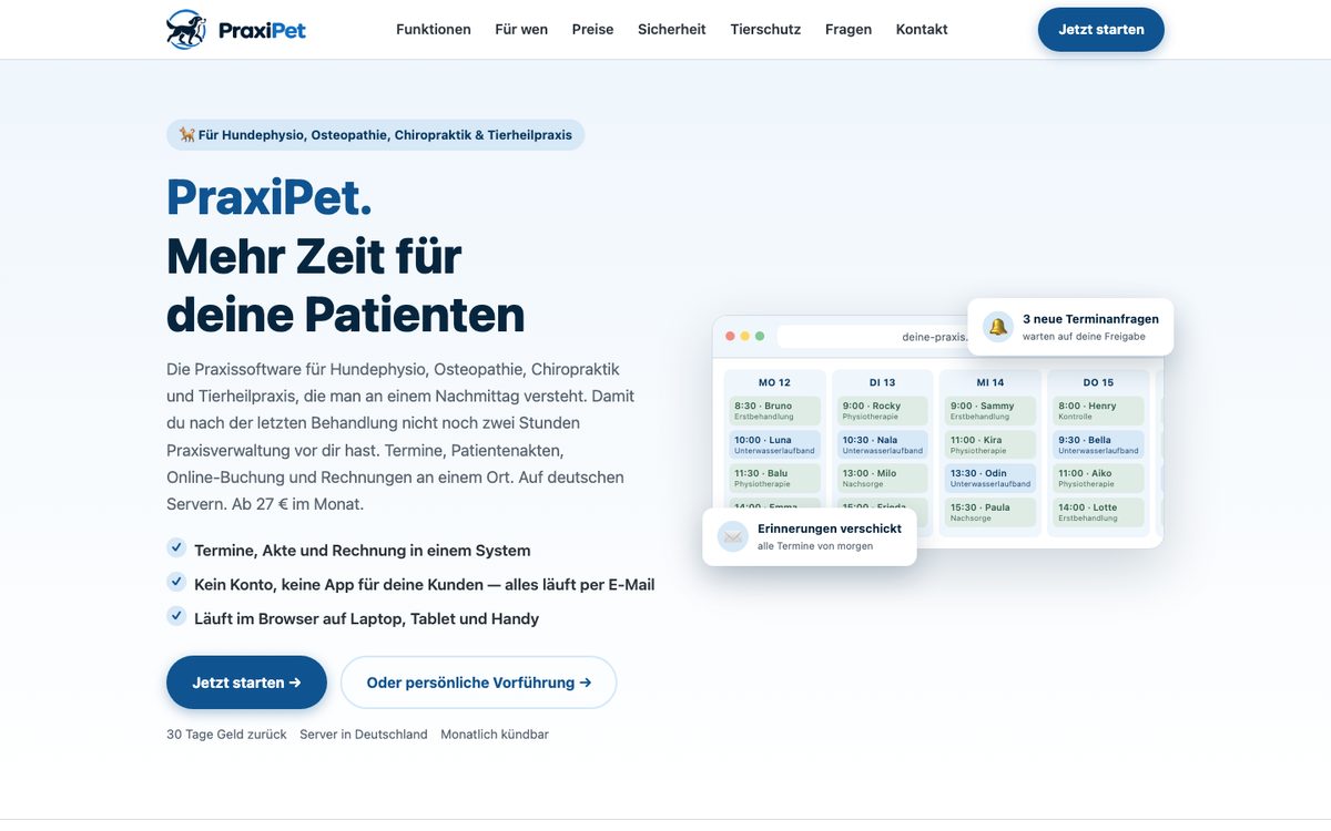 Startseite von PraxiPet