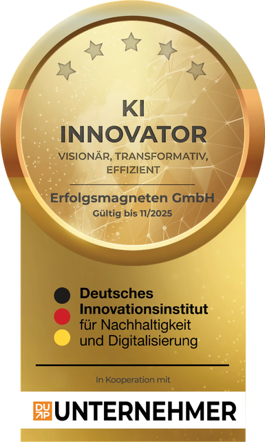 Original-Siegel KI-Innovator des Deutschen Innovationsinstituts (diind) für die Erfolgsmagneten GmbH, 2025